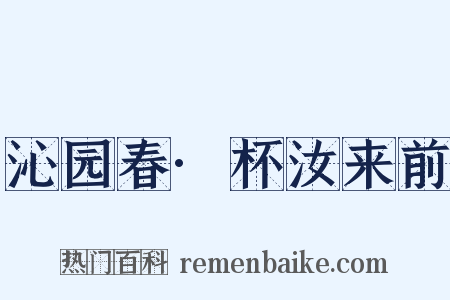 沁园春·杯汝来前是什么意思的图片